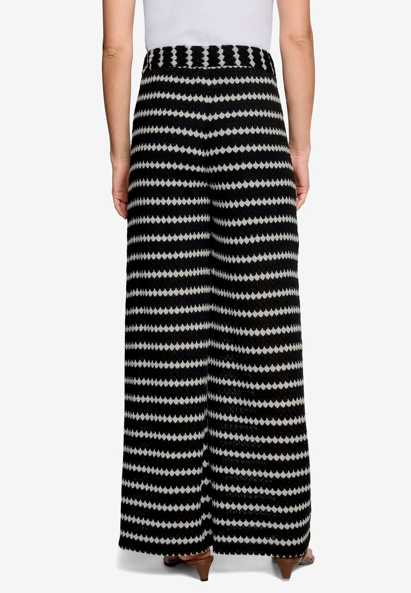 Strukturierte Gestreifte Strickhose Weites Bein
