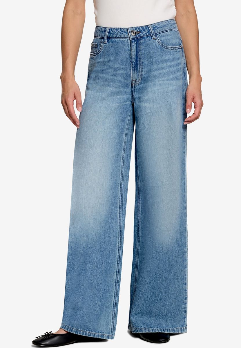 High-Waist-Jeans mit weitem Bein