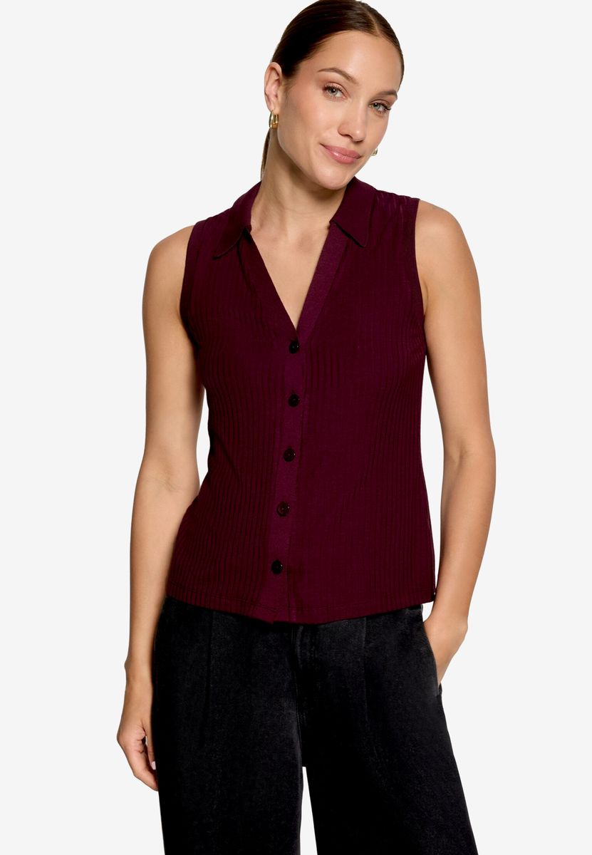 Ärmelloses Poloshirt aus Rippstrick