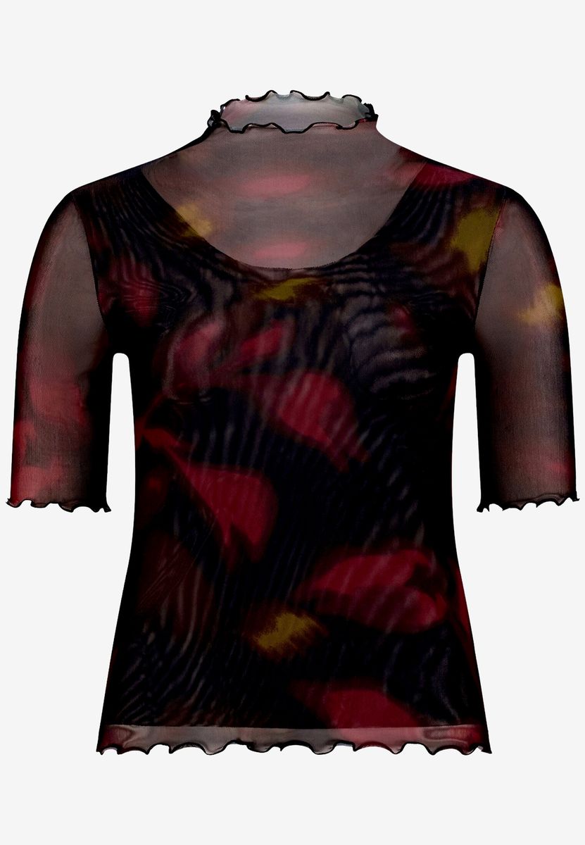 Transparentes Mesh-Top mit Blumenprint