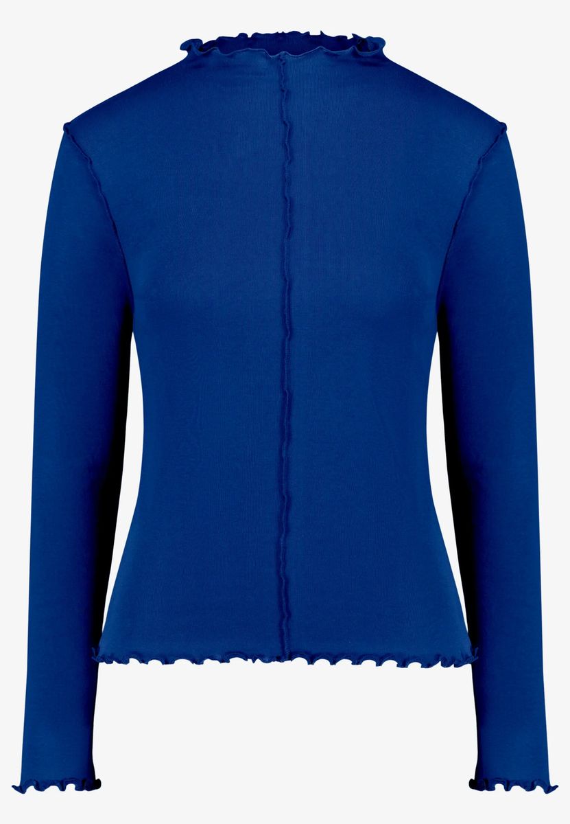 Langarmshirt mit Stehkragen und Wellensaum
