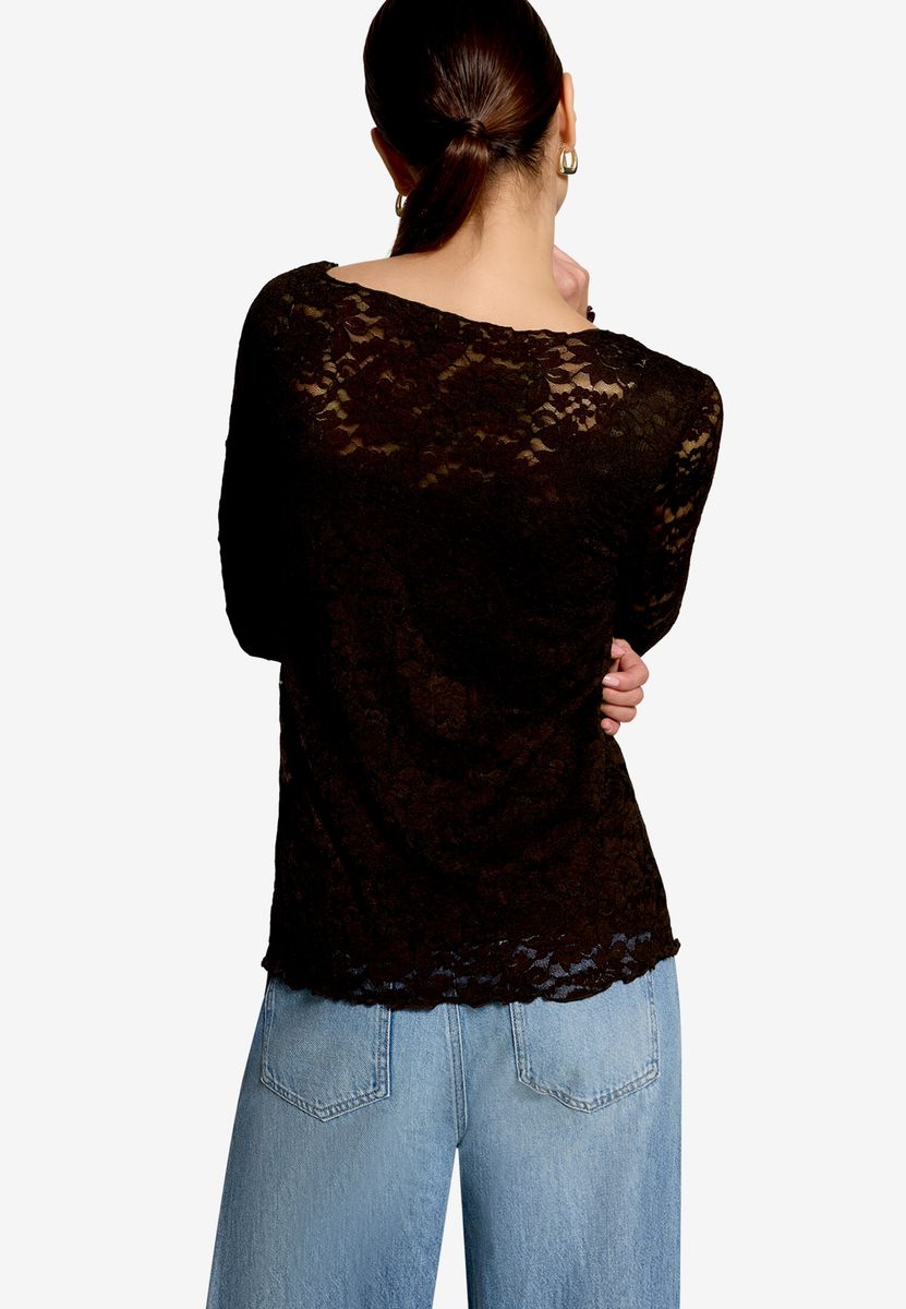 Elegantes Langarmshirt aus Blumenspitze