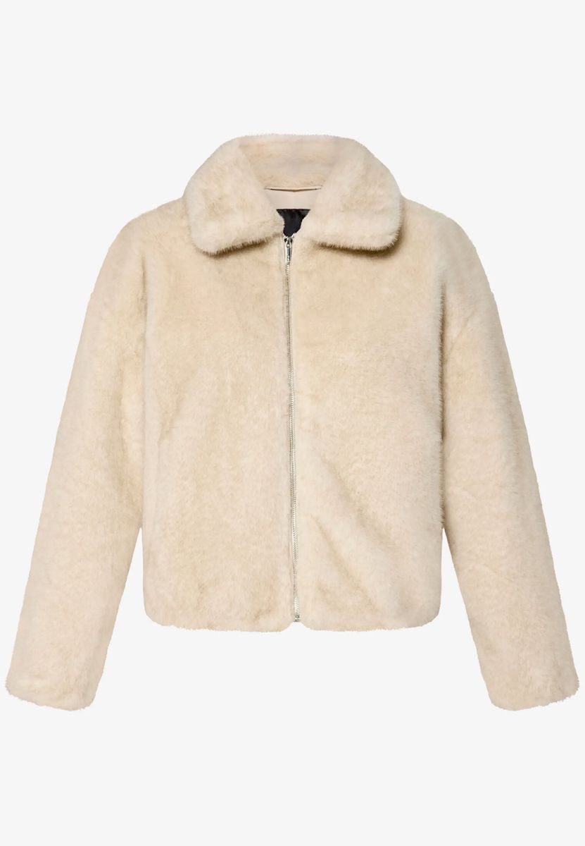 Plüschjacke mit Reißverschluss und Kragen