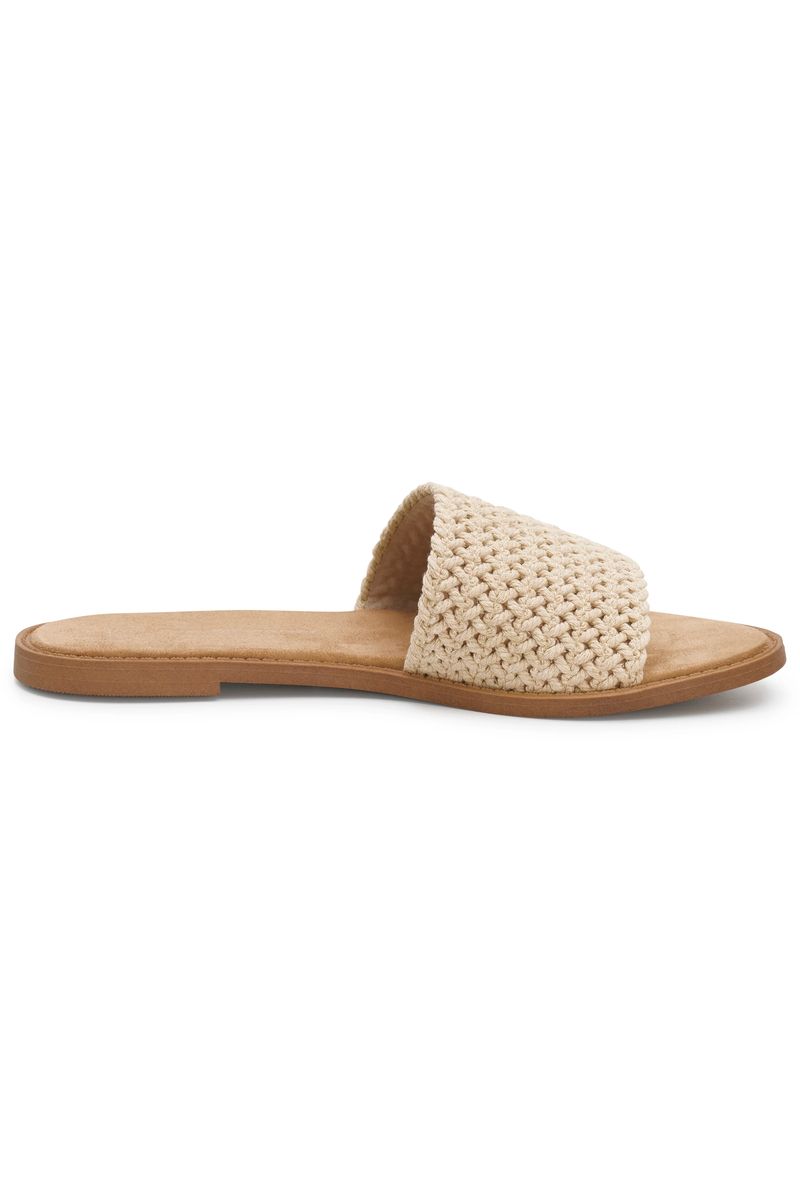 Pantolette mit markanter Flechtstruktur in beige