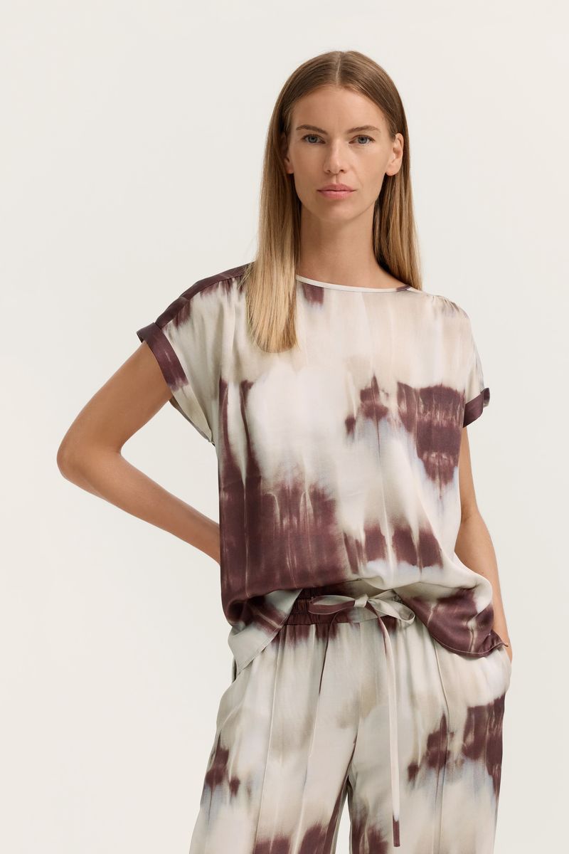 Viskose-Blusenshirt mit künstlerischem Print