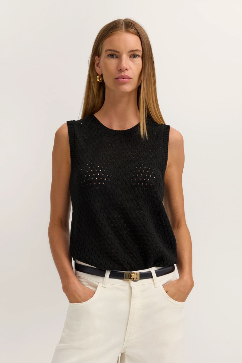 Strukturiertes ärmelloses Stricktop