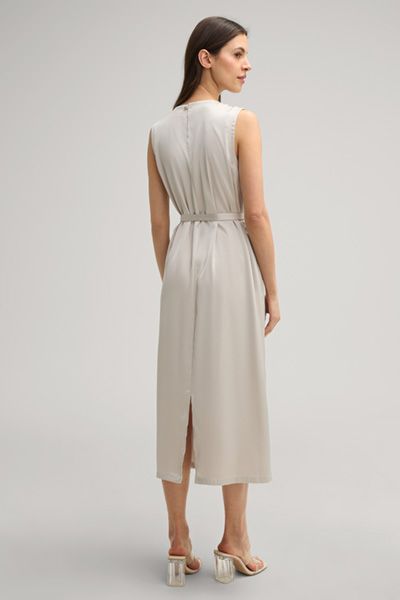 Plissee-Satin-Midikleid mit Bindegürtel