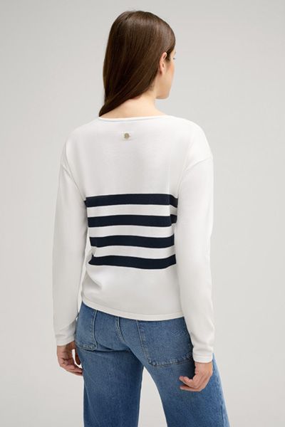 Maritimer V-Ausschnitt Streifenpullover