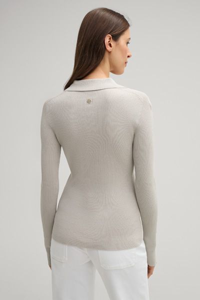 Langärmeliger Rippstrick-Polo-Cardigan
