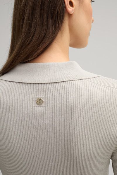 Langärmeliger Rippstrick-Polo-Cardigan