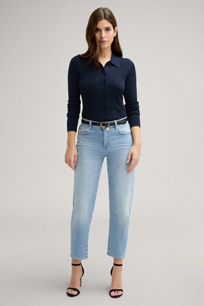 Eng anliegendes Rippstrick-Poloshirt
