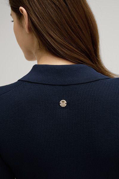 Eng anliegendes Rippstrick-Poloshirt