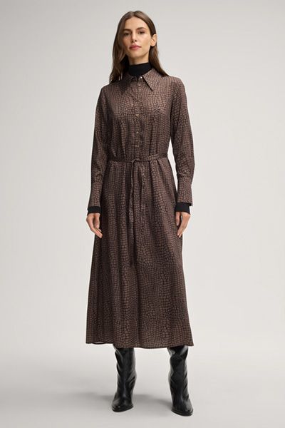 Hemdblusenkleid mit abstraktem Animal-Print