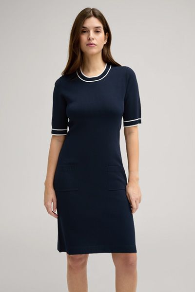 Kurzarm-Strickkleid mit Kontrastdetails