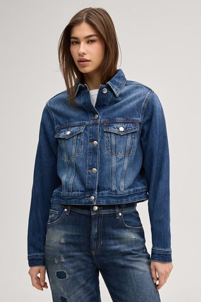 Kurz geschnittene Jeansjacke aus Baumwolle