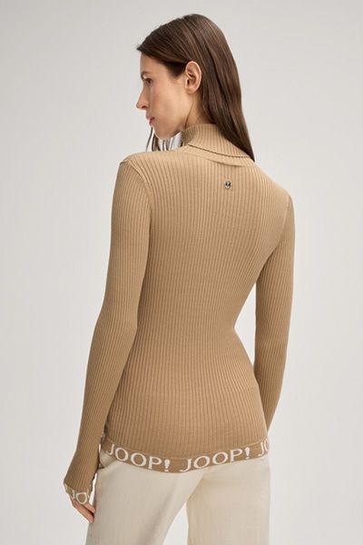 Rippstrick-Rollkragenpullover mit Logo-Details