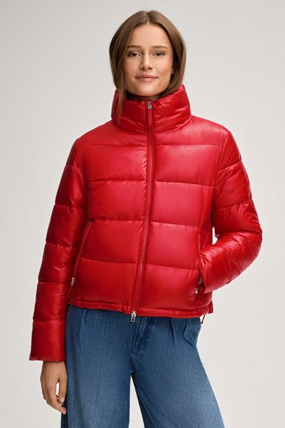 Kurze Steppjacke mit Stehkragen