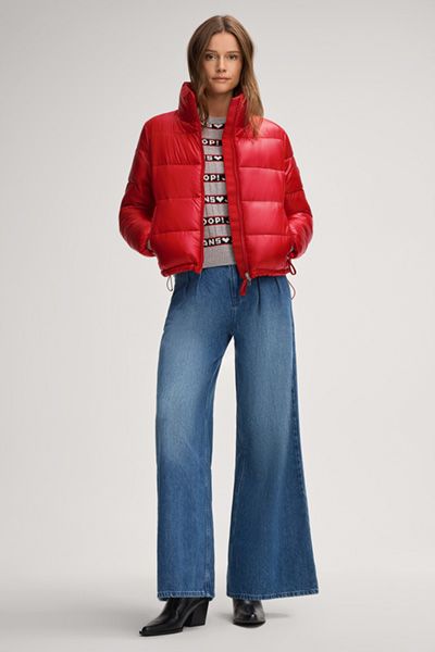 Kurze Steppjacke mit Stehkragen