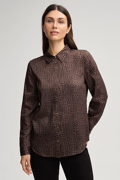 Fließende Satinbluse mit Animal-Print