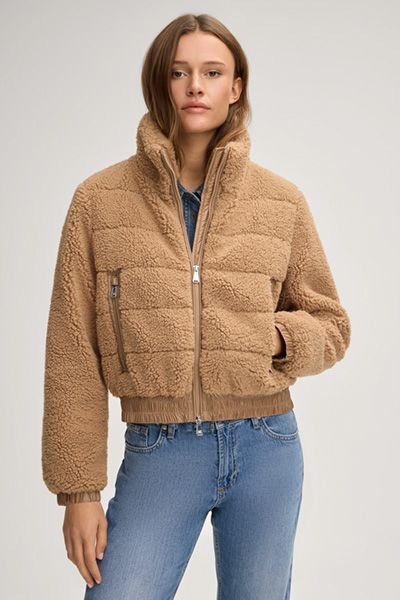 Gesteppte Teddy-Fleece-Jacke mit Reißverschluss