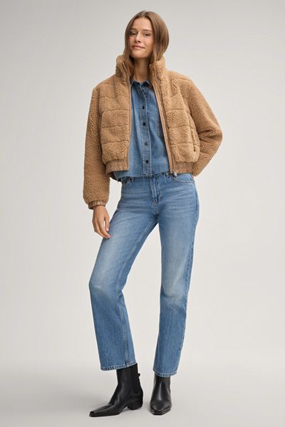 Gesteppte Teddy-Fleece-Jacke mit Reißverschluss