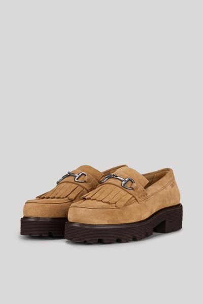 Wildleder-Loafer mit Fransen und Profilsohle