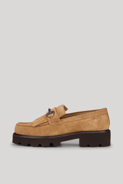Wildleder-Loafer mit Fransen und Profilsohle