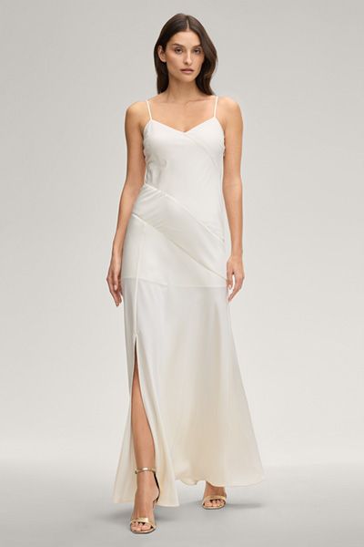 Satin-Slipkleid mit vorderseitigem Schlitz