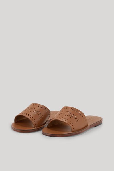 Leder-Slides mit perforiertem Logo