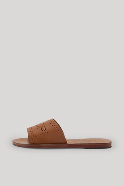Leder-Slides mit perforiertem Logo