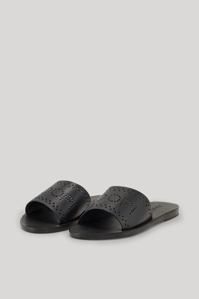 Minimalistische Leder-Sandalen mit Logo