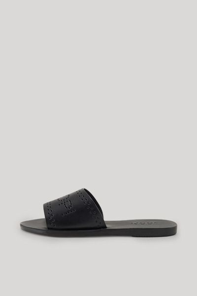 Minimalistische Leder-Sandalen mit Logo