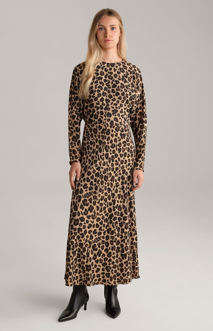 Langärmliges Maxikleid mit Leopardenmuster