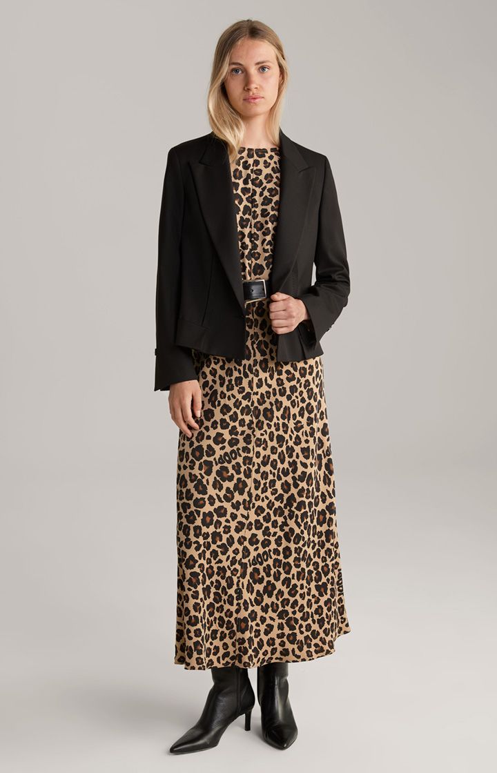 Langärmliges Maxikleid mit Leopardenmuster