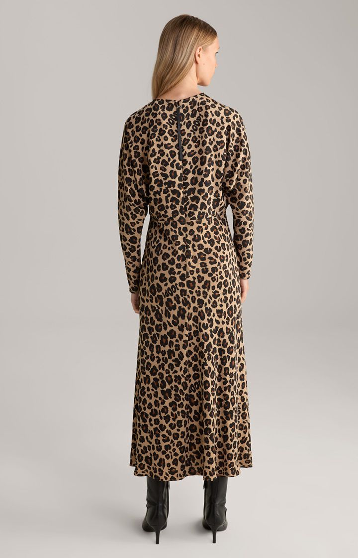 Langärmliges Maxikleid mit Leopardenmuster