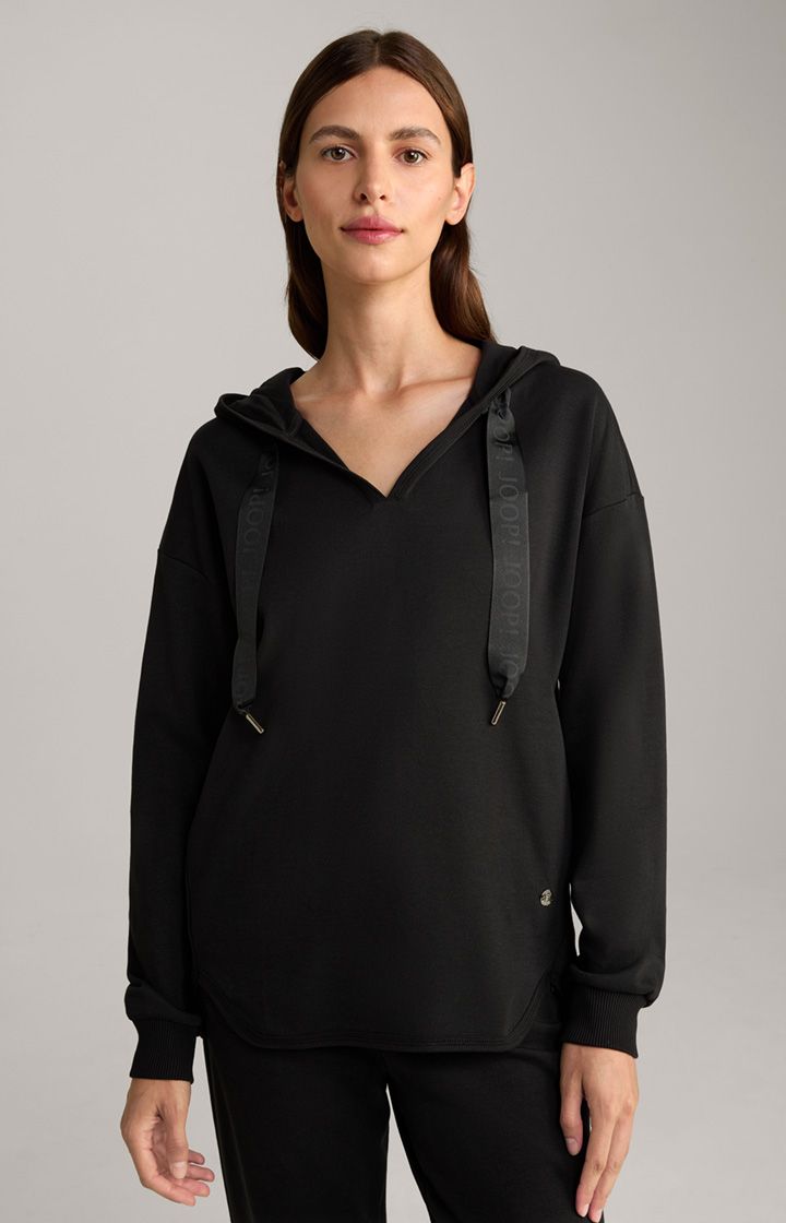 Relaxter Hoodie mit V-Ausschnitt und Logo-Tape