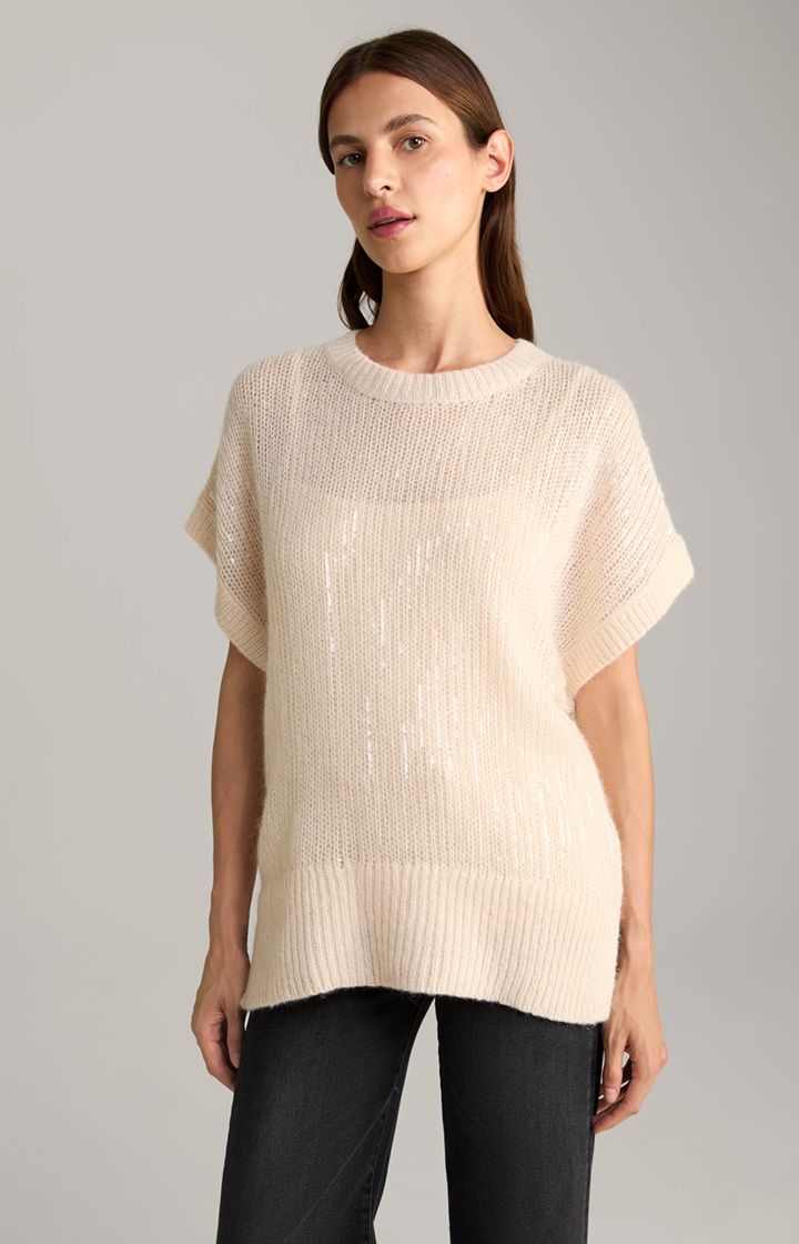 Paillettenbesetztes Kurzarm-Strickshirt