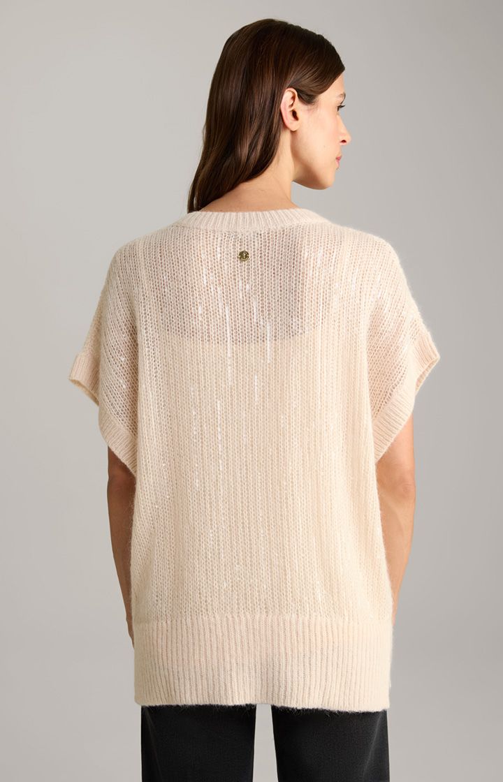Paillettenbesetztes Kurzarm-Strickshirt