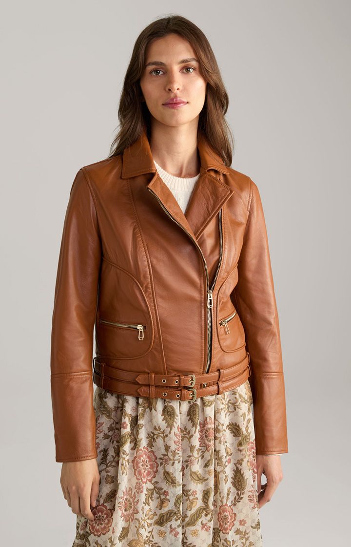 Asymmetrische Bikerjacke mit Gürtel