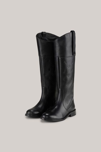 Logo-geprägte Reitstiefel aus Leder