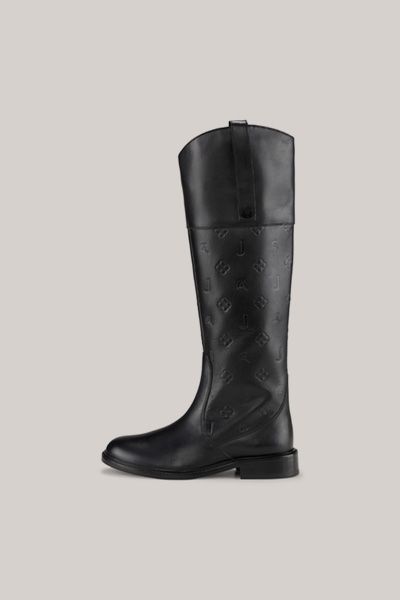 Logo-geprägte Reitstiefel aus Leder