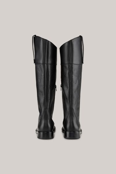 Logo-geprägte Reitstiefel aus Leder