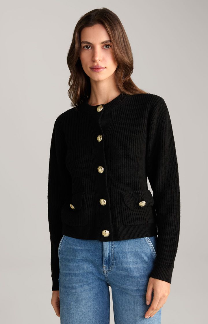 Rippstrick-Cardigan mit Goldknöpfen