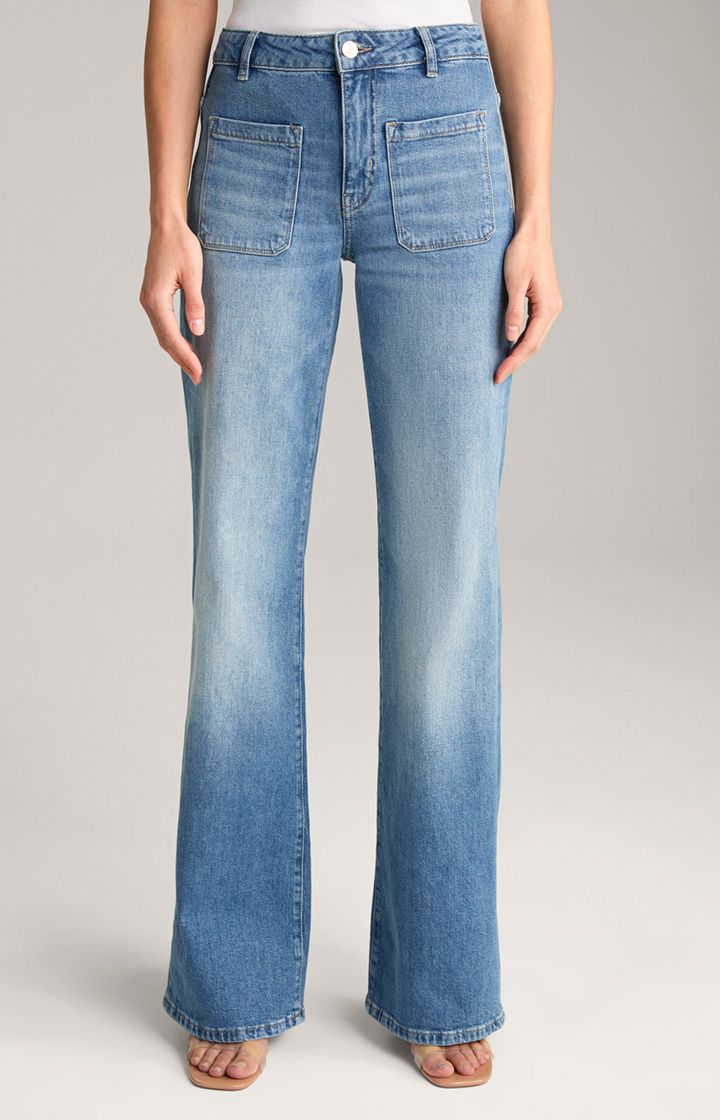 Hochtaillierte Wide-Leg-Jeans mit Taschen