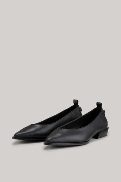 Spitze Leder-Slipper mit Blockabsatz