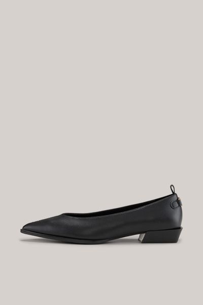 Spitze Leder-Slipper mit Blockabsatz