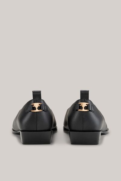 Spitze Leder-Slipper mit Blockabsatz