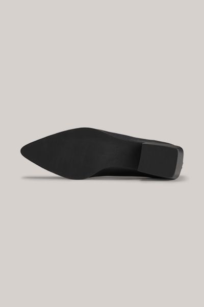 Spitze Leder-Slipper mit Blockabsatz
