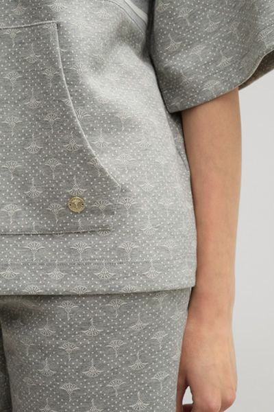 Kurzarm-Hoodie mit Monogramm-Muster