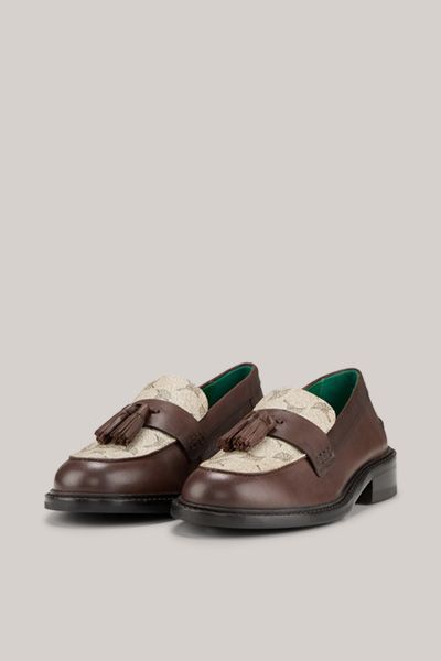 Quasten-Loafer mit Monogramm-Print